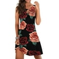 thumbnail image 4 of Dezsed Summer Flowy Tank Dresses for Women Sleeveless Floral Printed Round Neck Hollow Out Beach Dress Black XXL, 4 of 6
