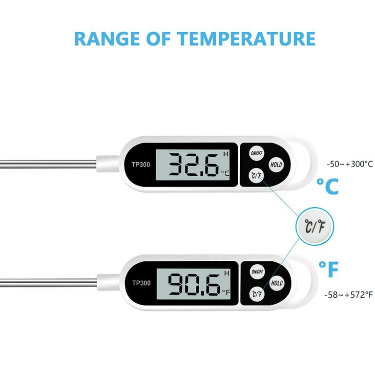 Heldig Digital kitchen thermometer Household thermometer Oven thermometer  Cooking thermometer, long probe, corrosion protection, ° C / ° F switchable