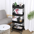 thumbnail image 3 of 4-Tier Metal Mesh Utility Rolling Cart Storage Organizer Shelf Rack with Lockable Wheels for Living Room Kitchen Office, Black, 3 of 7