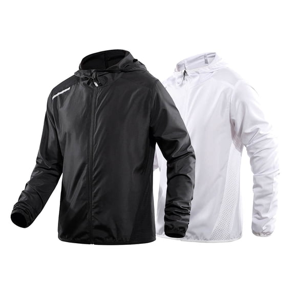 Sun Protection Jackets for Mens Plus Size Hooded Long Sleeve Sweatshirt Windbreaker Lightweight Sportswear for Hiking Travel with Pockets Gifts for Men Black XL