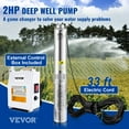 thumbnail image 2 of VEVOR Bomba sumergible de pozo profundo, 2HP 230V/60Hz, 37GPM 427 pies de cabeza, con cable de 33 pies y caja de control externo, bombas de agua de acero inoxidable de 4 pulgadas para uso industrial, 2 of 9