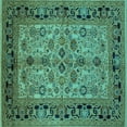 thumbnail image 1 of Ahgly Company Machine Washable Indoor Square Oriental Turquoise Blue Traditional Area Rugs, 5' Square, 1 of 4