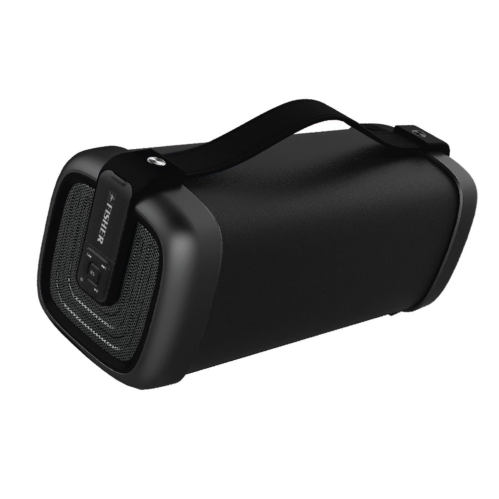 Fisher Traveler Portable Wireless Speaker, Splashproof, Rubberized Exterior