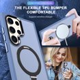 thumbnail image 5 of Rotatable Magnetic Ring Stand for Samsung Galaxy S25 Case, Compatible with MagSafe, Military Drop Protection, Shockproof Matte Translucent Case for Samsung Galaxy S25 Cover, Blue, 5 of 6