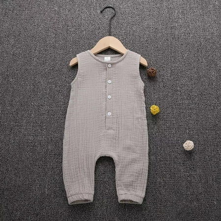 

Unisex Lightweight Cotton Muslin Button Down Romper