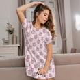 thumbnail image 3 of Sikiie Pink Disco Ball Print Women's Short-sleeved Nightdress, Round Neck Pullover Nightdress Pajamas Summer Home Wear, 3 of 6