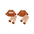 thumbnail image 2 of RUINIXCW Toddler Baby Girl Halloween Outfit Fall Clothes Cute Ghost Pumpkin Embroidery Long Sleeve Babydddoll Shirt Top and Ruffle Plaid Pants 2Pcs Set, 2 of 9