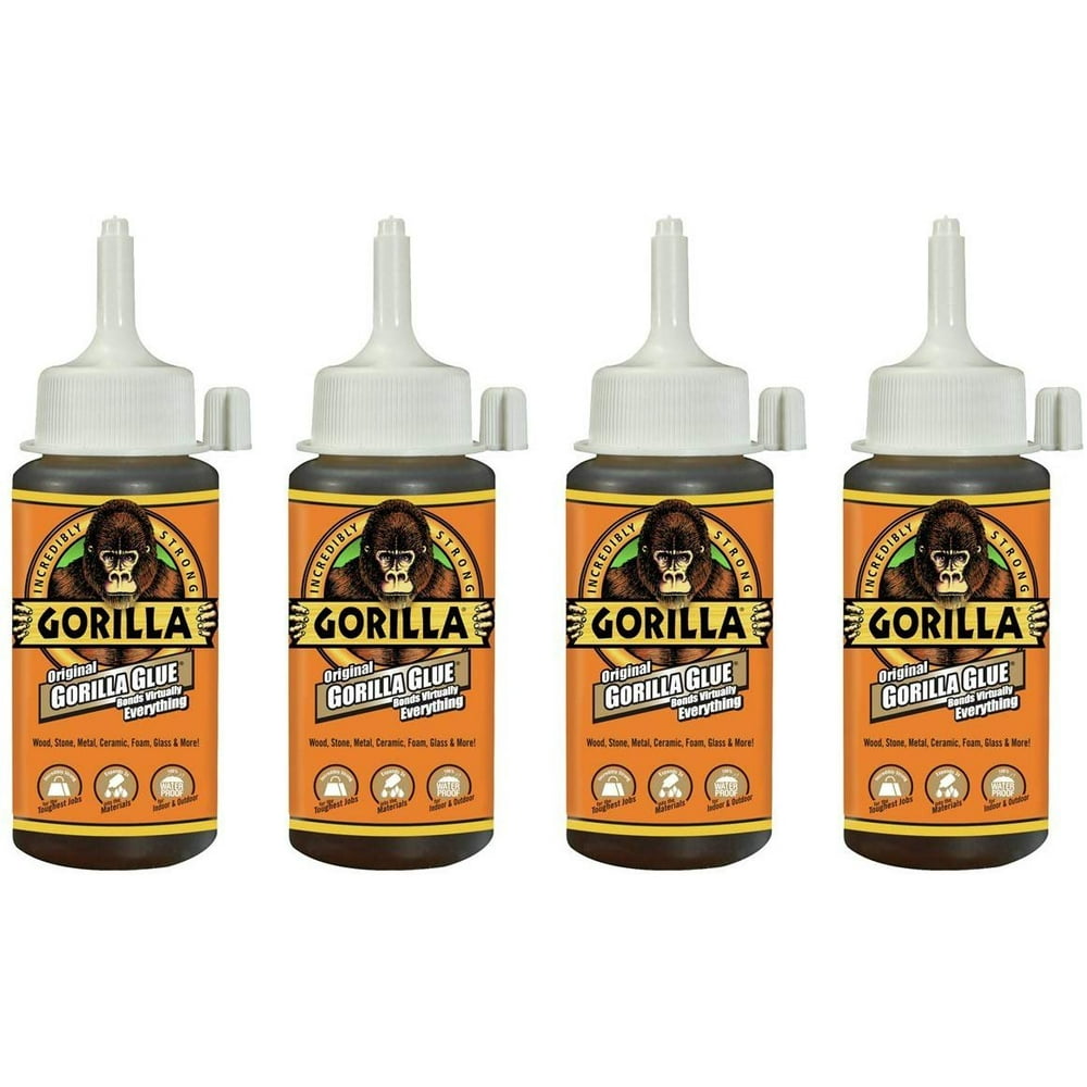Gorilla 5000405 Original Glue, 4 oz, Brown, (Pack of 4), 4 Pack