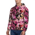 thumbnail image 3 of Rateoe Rose Flowers Pattern Mens Hoodie, Pullover Hooded Sweatshirt, Kangaroo Pocket Hoodie Ideal for Daily Wear, Travel and Home-Small, 3 of 7