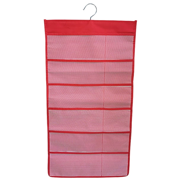 Organizador de armario colgante Bolsillos de malla de 2 lados Bolsa de almacenamiento para guardarropa Bolsa para ropa interior Calcetines de sujetador, Rejilla 30, Rojo Kearding HA003837-13