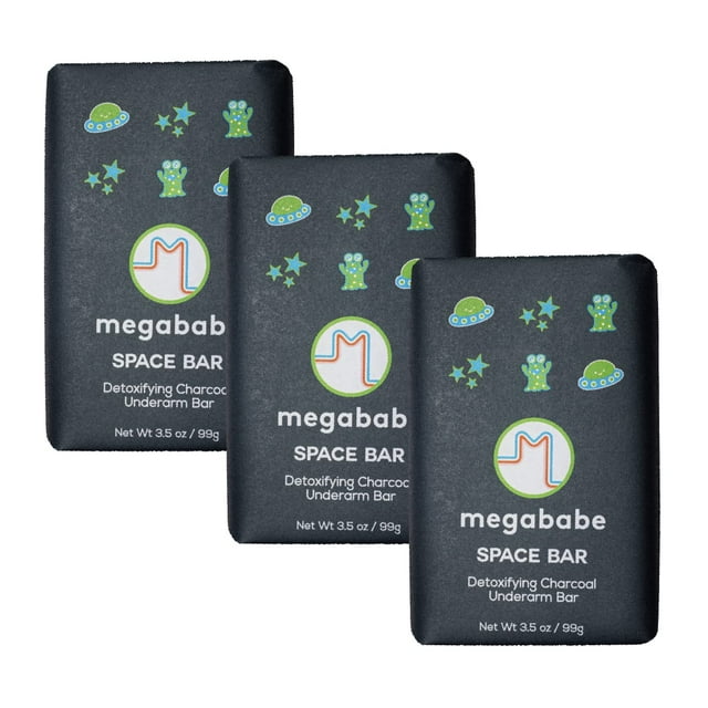 Jabón en barra Megababe Space Bar para axilas con carbón desintoxicante, 100 ml