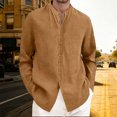 thumbnail image 2 of CONZONE Mens Cotton Linen Shirts Long Sleeve Buttons Down Shirts for Men Trendy Solid Color Lapel Soft Lightweight Summer Tops, 2 of 5