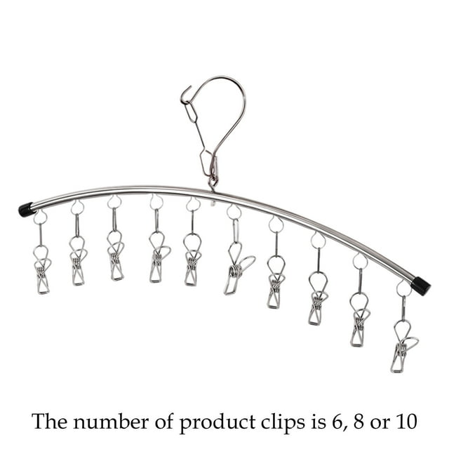 JJKBVCLO Functional Windproof Sock Clip Clothesline With 10 Clips Portable Folding Sock Rack Underwear Clothesline Rack Balcony Travel Versatile Slip Clothes Clip