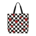thumbnail image 1 of Disketp Ladybugs Of Black And White Checkers Bolsa Tote de Lona para Mujer, Bolso de Hombro y Cruzado con Cierre de Cremallera, 1 of 7