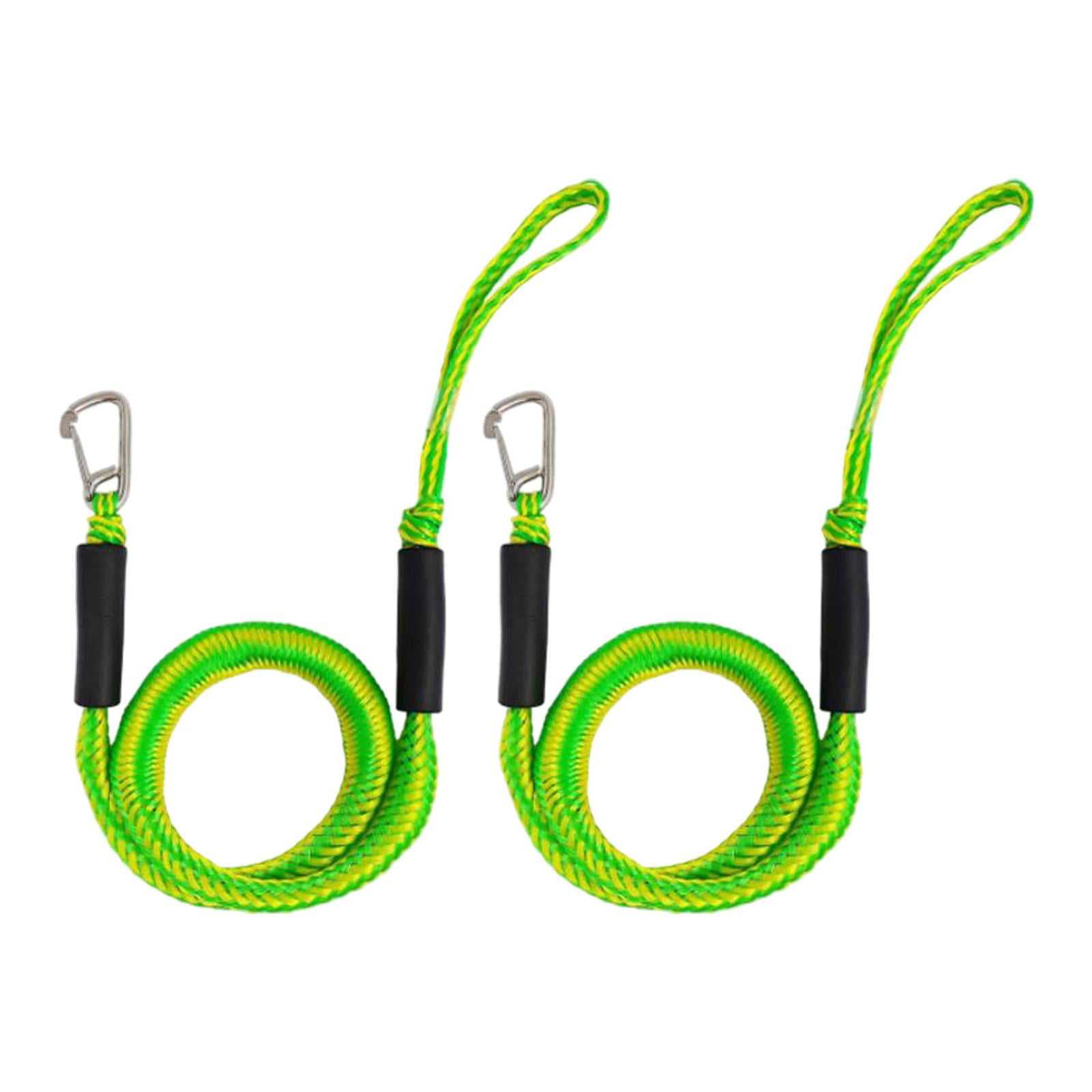 Green Mooring Rope for Boat 6 ft 4 Pack & Green Bungee Dock Line with Hook