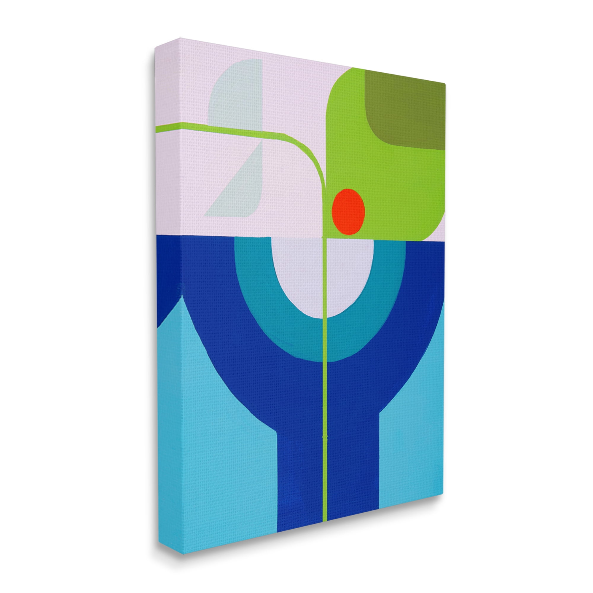 Stupell Industries Green & Blue Geometric Abstract Painting Gallery Wrapped Canvas Art Print Wall Art, 24 x 30
