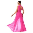 thumbnail image 2 of renvena Lyrical Dance Costumes for Women Sleeveless Turtleneck Backless Mesh Tulle Maxi Dress Hot Pink L, 2 of 5