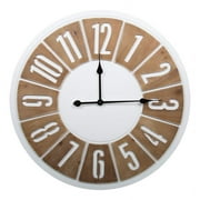 Kiera Grace Russel Mid Century Wooden 26.75" x 26.75" Wall Clock in Beige