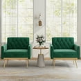 thumbnail image 3 of Giantex Mid-century Upholstered Accent Chair, Modern Leisure Velvet Sofa w/Adjustable Foot Pads (1, Green), 3 of 8