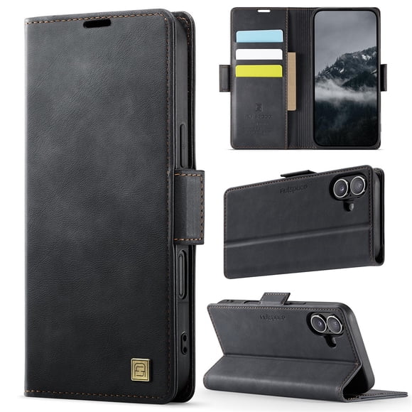 YEYKX for iPhone 16 Plus Funda para Teléfono Funda para Teléfono con Billetera Magnética de 6,7 Pulgadas Funda Protectora de Cuero con Función de Tarjetero Funda con Tapa a Prueba de Golpes