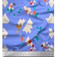 thumbnail image 1 of Soimoi Blue Silk Fabric Geometric Abstract Printed Fabric 1 Yard 42 Inch Wide, 1 of 3