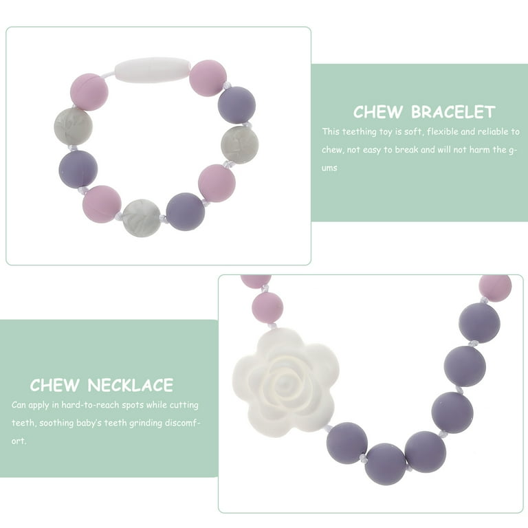 Hemoton 2pcs Rose Shaped Baby Teething Necklace Sensory Chew
