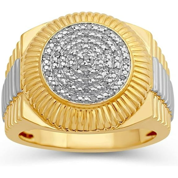 beryl_creation Men's 1.50 Ct Round Cut White Diamond Wedding Engagement Cluster Pinky Ring 14K Yellow Gold Plated 925 Sterling Silver -6