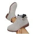 thumbnail image 4 of LOVZFMLL Boots for Women Ankle Booties Buckle Round Toe Slip Resistant Low Block Heel Metal Detail Casual Fall Winter Shoes, 4 of 9