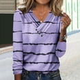 thumbnail image 3 of Scyoekwg Dressy Tops for Women V-Neck Pleated T-shirt Tshirt Tops for Women Trendy Lightweight Loose Long Sleeve Striped Blouses (Purple,XXL), 3 of 5
