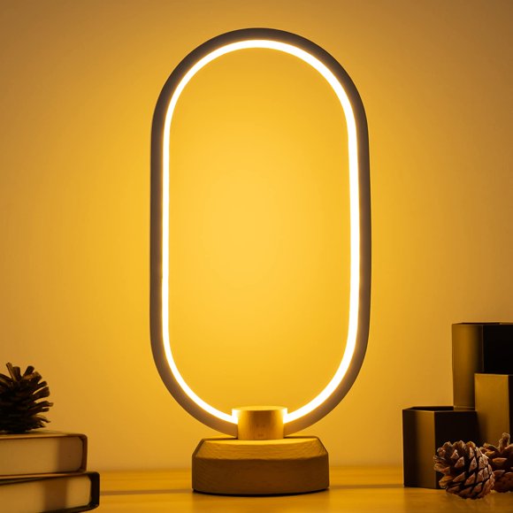 LONRISWAY A Mené la Lampe de Bureau en Bois, la Nuit de Chevet de Chambre à Coucher, l'Éclairage Mené Dimmable, la Décoration Créative de Maison, Cadeau Unique de Réchauffement de Maison