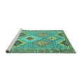 thumbnail image 2 of Ahgly Company Machine Washable Indoor Rectangle Southwestern Turquoise Blue Country Area Rugs, 2' x 5', 2 of 4
