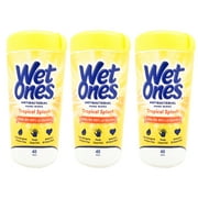 Wet Ones Antibacterial Hand Wipes Canister. Fresh and Hypoallergenic. Tropical Splash Scent. 40 Wipes. Pack of 3