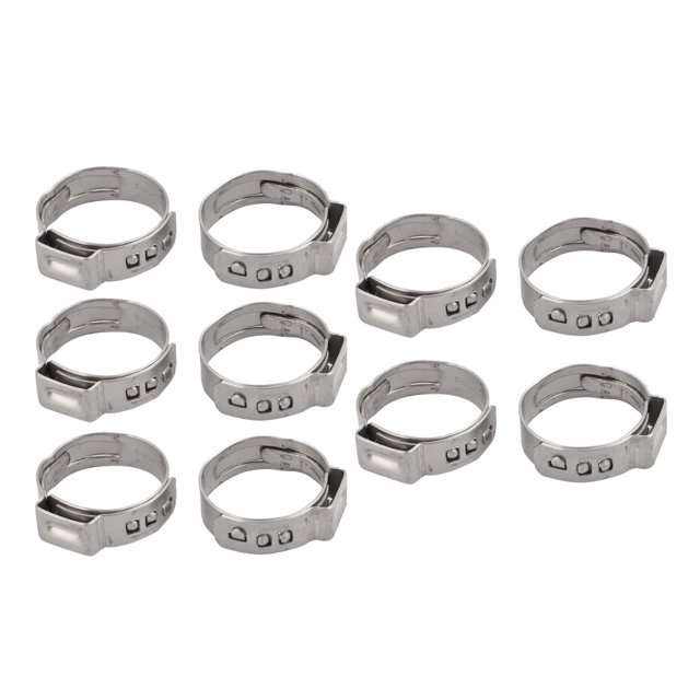 Abrazaderas de manguera ajustables de tubo de acero inoxidable 304 de 16 mm a 19.2 mm tono plateado 10 piezas