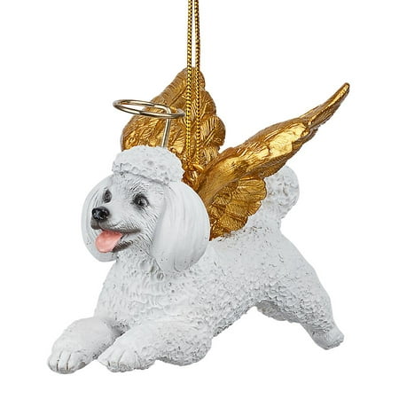 Design Toscano Honor the Pooch: White Poodle Holiday Dog Angel Ornament