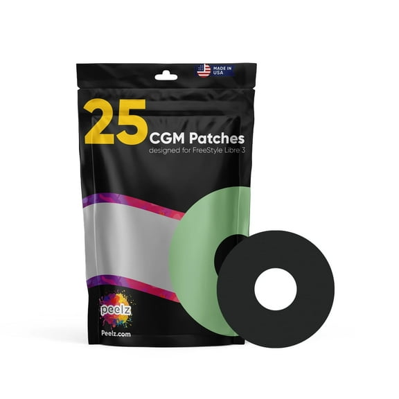 Freestyle Libre 3 Sensor Covers 25 Pack - US-Made Waterproof CGM Sensor Patches for 14  Days - Sensitive Skin Diabetic Patches for CGM - (Black Pack)