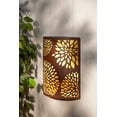thumbnail image 3 of LED Solar Metal Wall Fence Decor with Yellow Flower Design and Rustic Bronze Finish.  Measuring 11.8 in X 3.35 in X 14.15 in.  Rechargeable AA Battery (1)., 3 of 3
