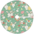 thumbnail image 1 of FMSHPON Easter Cute Rabbit Cock Easter Colorful Eggs Xmas Christmas Tree Skirt Stand Mat for Holiday Party Decoration Indoor Outdoor 48 inches, 1 of 6