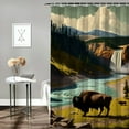 thumbnail image 2 of Fenyluxe Bison Valley Waterfall Pretty Shower Curtain Bathroom Decor 100% Polyester Fiber Bathroom Washable Shower Curtain with Hooks 36x72, 2 of 7