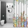 thumbnail image 3 of Easter Rabbits Shower Curtain for Bathroom, Spring Bunny Carrots Eggs Floral Leaf Waterproof Cloth Fabric Bathroom Accessories Set with 12 Rust Proof Plastic Hooks, 54"x78", 3 of 9