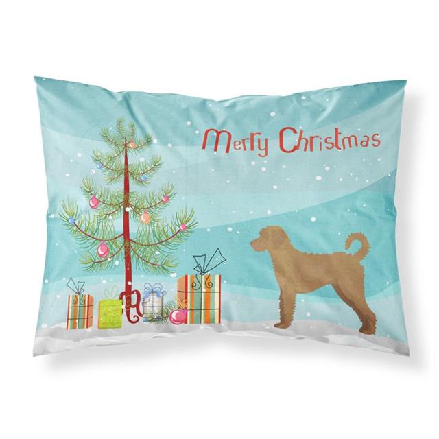 Carolines Treasures CK3846PILLOWCASE Tan Labradoodle Christmas Tree Fabric Standard Pillowcase