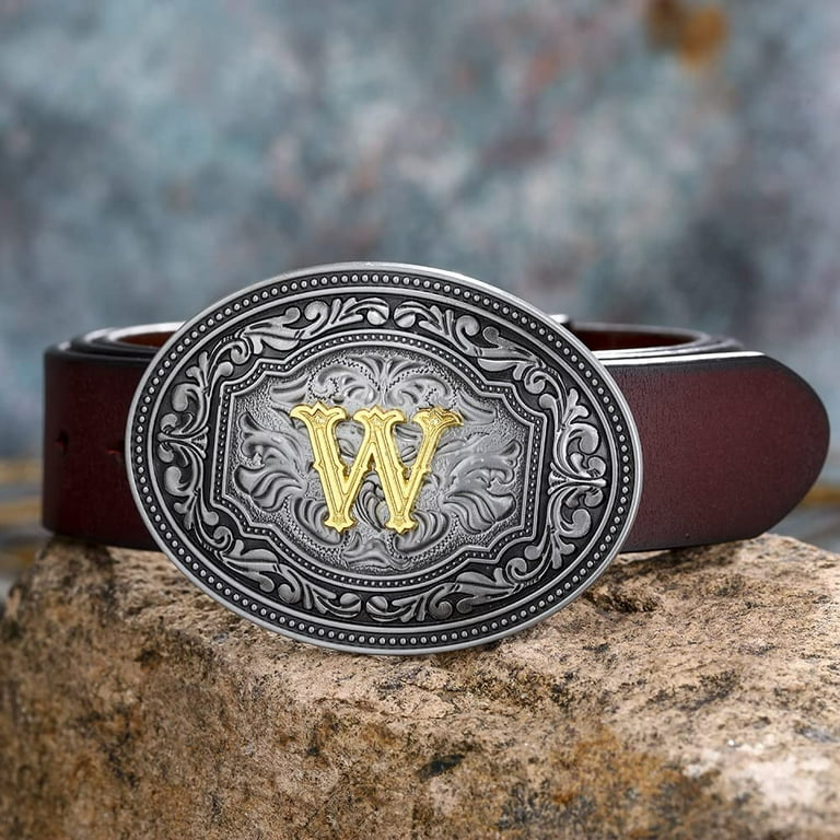 Vintage Fashion Western Belt Buckle Initial Letters From ABC to XYZ Cowboy Rodeo Belt Buckle for Men and Women Best Gift