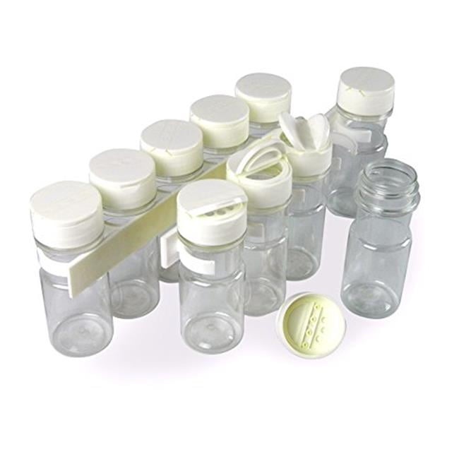 SpiceStor 616639331899 10-Pack 4 Clear Spice Bottle Set with Organizer