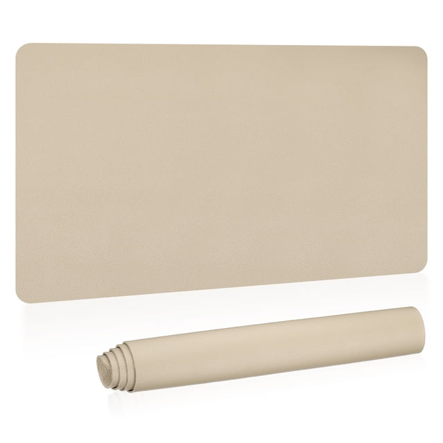 Uxcell 35"x17" Gran Tapete de Escritorio, Almohadilla Grande de Cuero PU de Doble Cara, Caqui