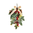 thumbnail image 2 of HongHeng Artificial Christmas Pine Branch Red Bery Spray Snow Teardrop Wreaths Picks, 20in Faux Winter Pine Cones Ribbon Bow Greens Xmas Swag for Front Door Farmhouse Home Decor, 2 of 6