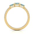 thumbnail image 3 of TimeLe$$ Classics Three Stone Emerald Cut Shape Natural Aquamarine Gemstone and Round Diamond Ring in 14K Yellow Gold (Size: 6.5), 3 of 6