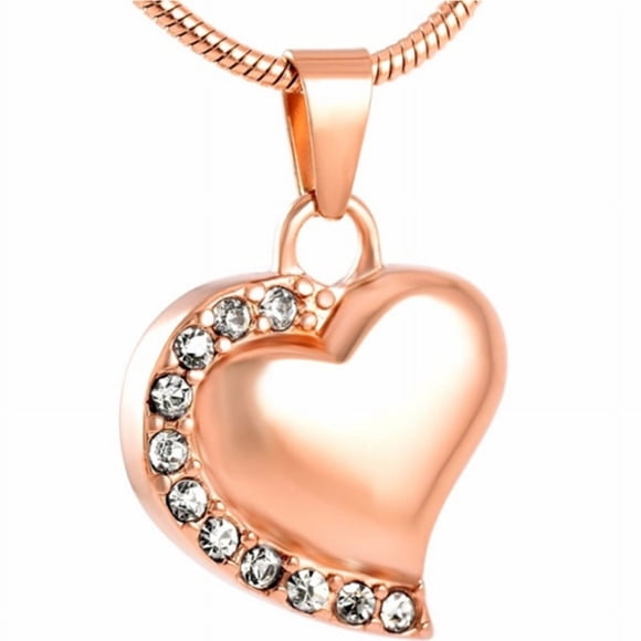 Jinsinto Cremation Jewelry for Ashes Crystal Edge Heart Stainless Steel Pendant Urn Necklace Funeral Keepsake
