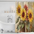 thumbnail image 2 of Spring Sunflowers Shower Curtain Set - Standard 72" x 72" Washable Bathtub Curtain with 12 Hooks, Abstract Oil Painting Floral Leaf Plant Waterproof Fabric Stall Shower Curtains for Bathroom Décor, 2 of 6
