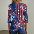 thumbnail image 6 of Women's Patriotic Star Print 250th Anniversary USA Shirt V-Neck Button 3/4 Sleeve T-Shirt, 6 of 6