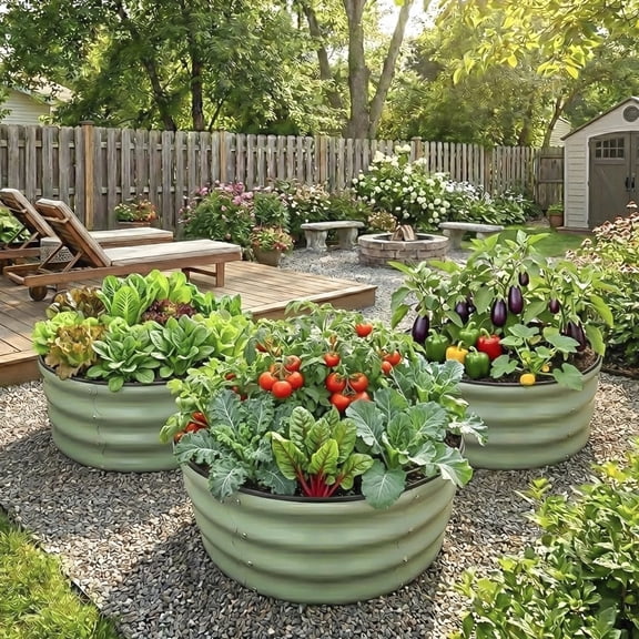 MaiWa Rust-Resistant Heavy Duty Steel Raised Garden Bed, 2x2x1ft Round Metal Planter Box, Easy Assembly for Outdoor Vegetable, Flower, Herb Gardening
