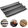 thumbnail image 1 of Nonstick Perforated Baguette Pan For French Bread Baking Wave Loaves, 1 of 5